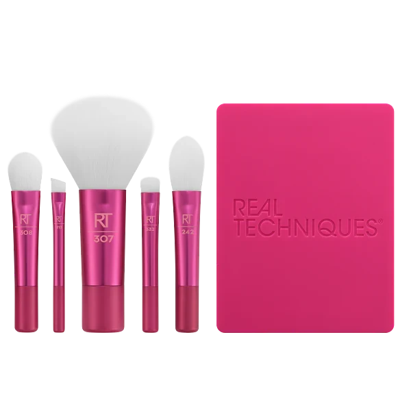 Real Techniques Vivid Escape Glow To Go Travel Makeup Brush Set