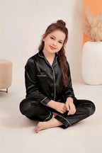 Buy Kid's Silk PJ Set - Black in Pakistan