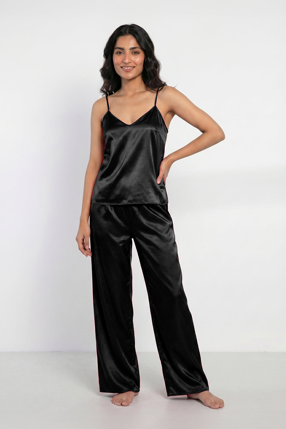 Buy Summer Cami Silk Sleeveless - Black in Pakistan