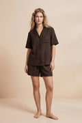 Buy Linen Shortie Set - Mocha in Pakistan