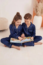 Buy Kid's Silk PJ Set - Navy Blue in Pakistan