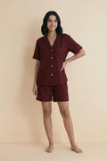 Buy Linen Shortie Set - Maroon in Pakistan
