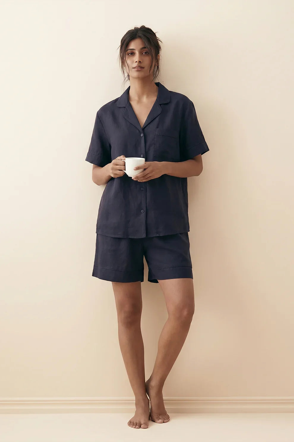 Buy Linen Shortie Set - Navyblue in Pakistan