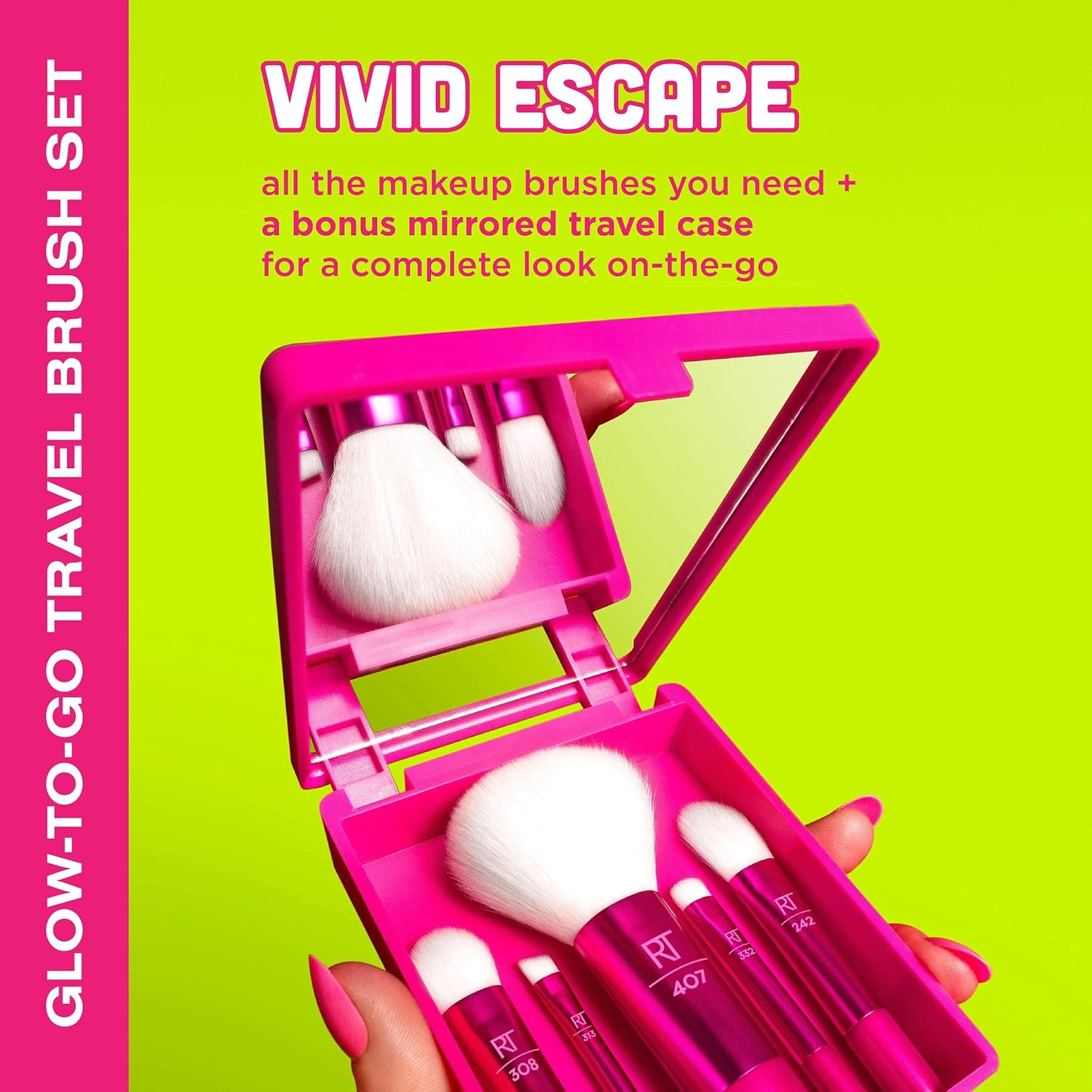Real Techniques Vivid Escape Glow To Go Travel Makeup Brush Set