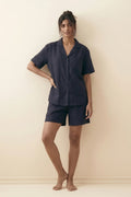 Buy Linen Shortie Set - Navyblue in Pakistan