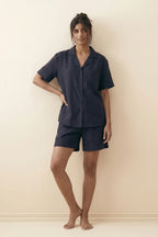 Buy Linen Shortie Set - Navyblue in Pakistan