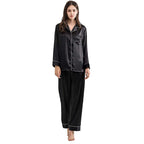 Buy Silk PJ Set With Scrunchie - Black in Pakistan