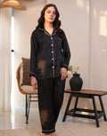 Buy Silk PJ Set With Scrunchie - Black in Pakistan